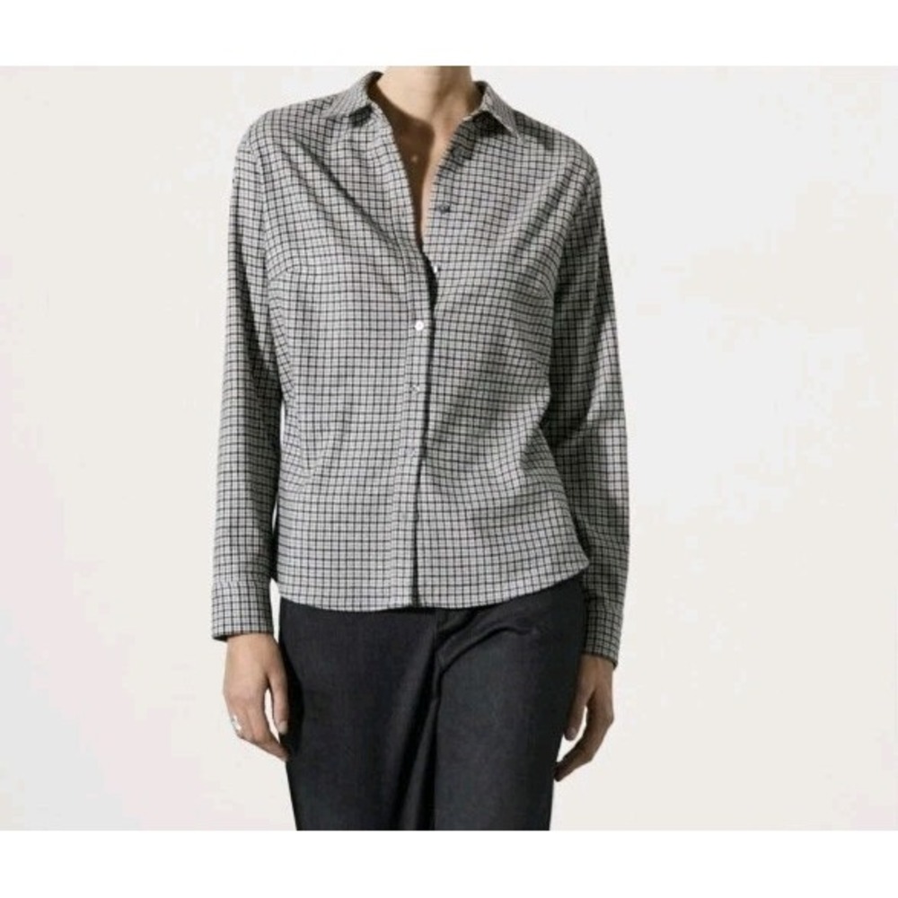 Massimo Dutti Black and White Checked Button-Down Shirt